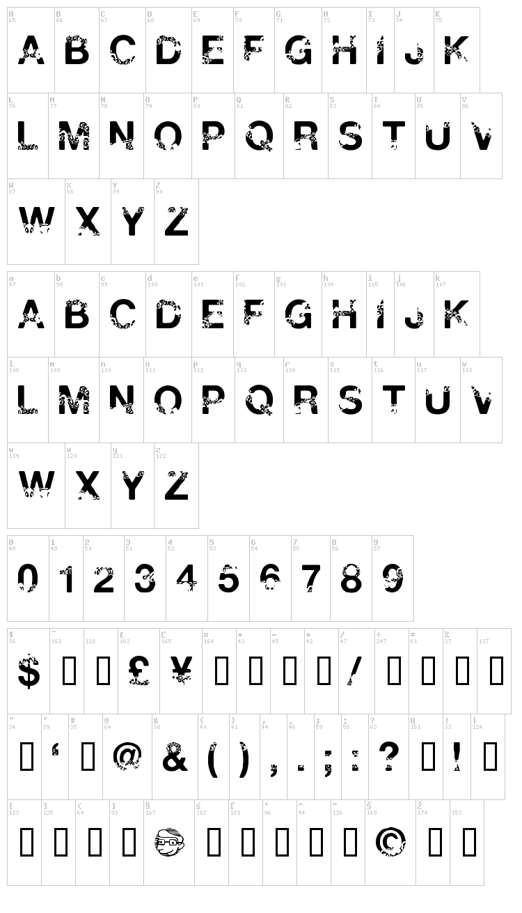 Polar Shift font map